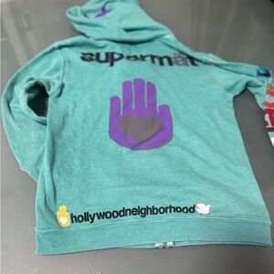 Freecity Green Hoodie with Purple and Gray Accents